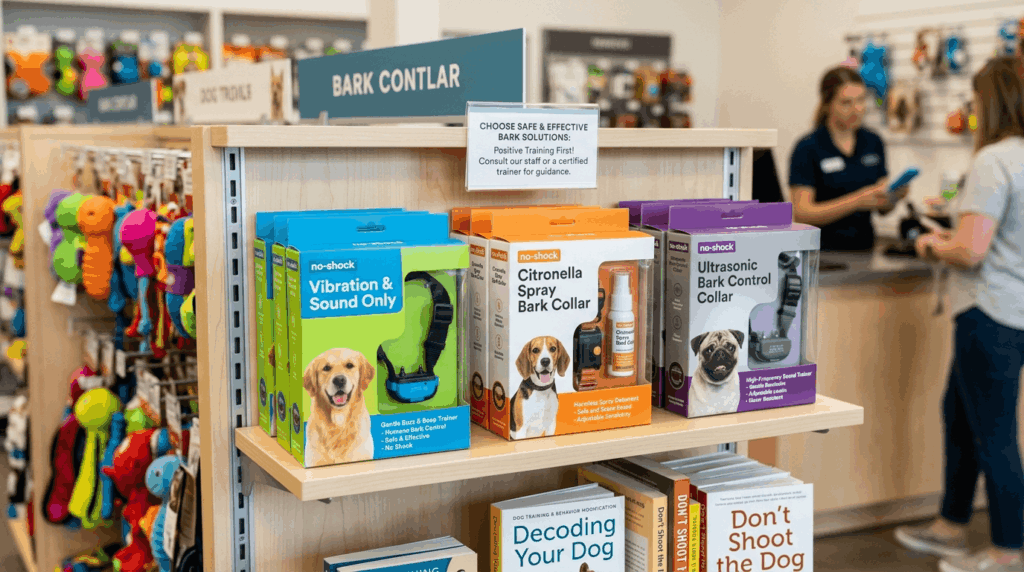 Safe humane training collars for managing dog barking behavior