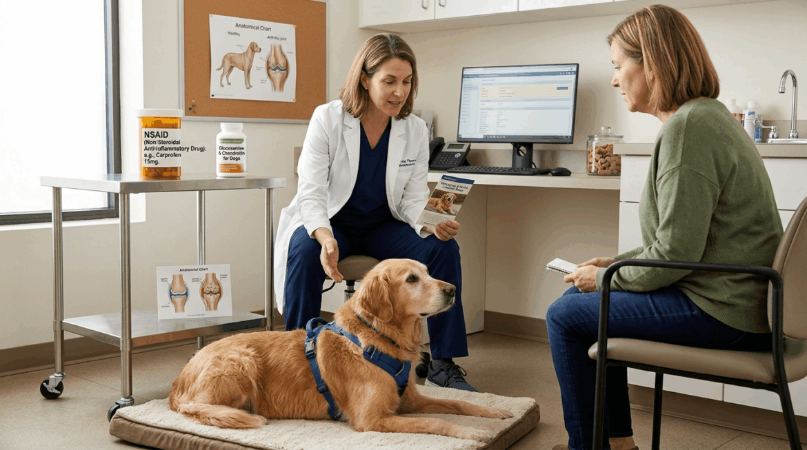 Medications for dog arthritis including pills and supplements for joint pain relief